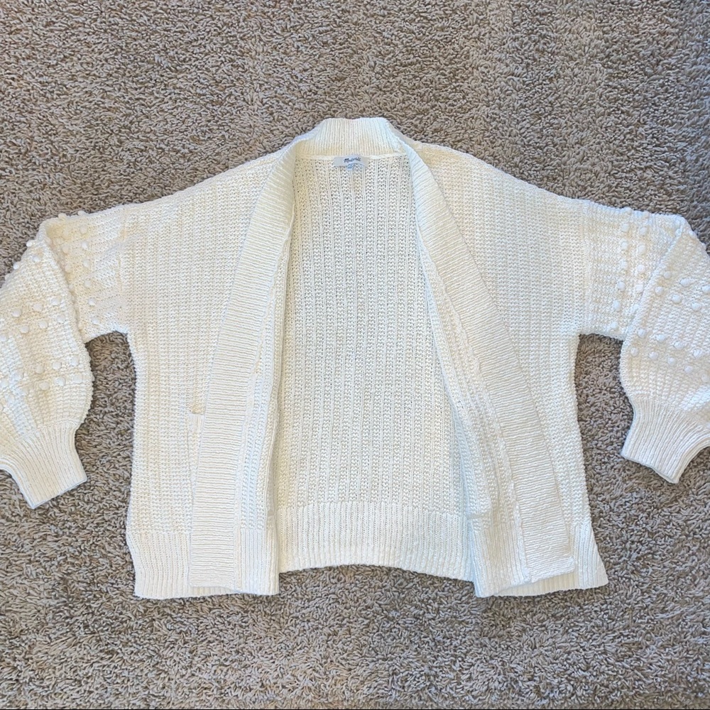 Madewell Bobble Cardigan Sweater Bright Ivory Size Medium - Picture 4 of 11